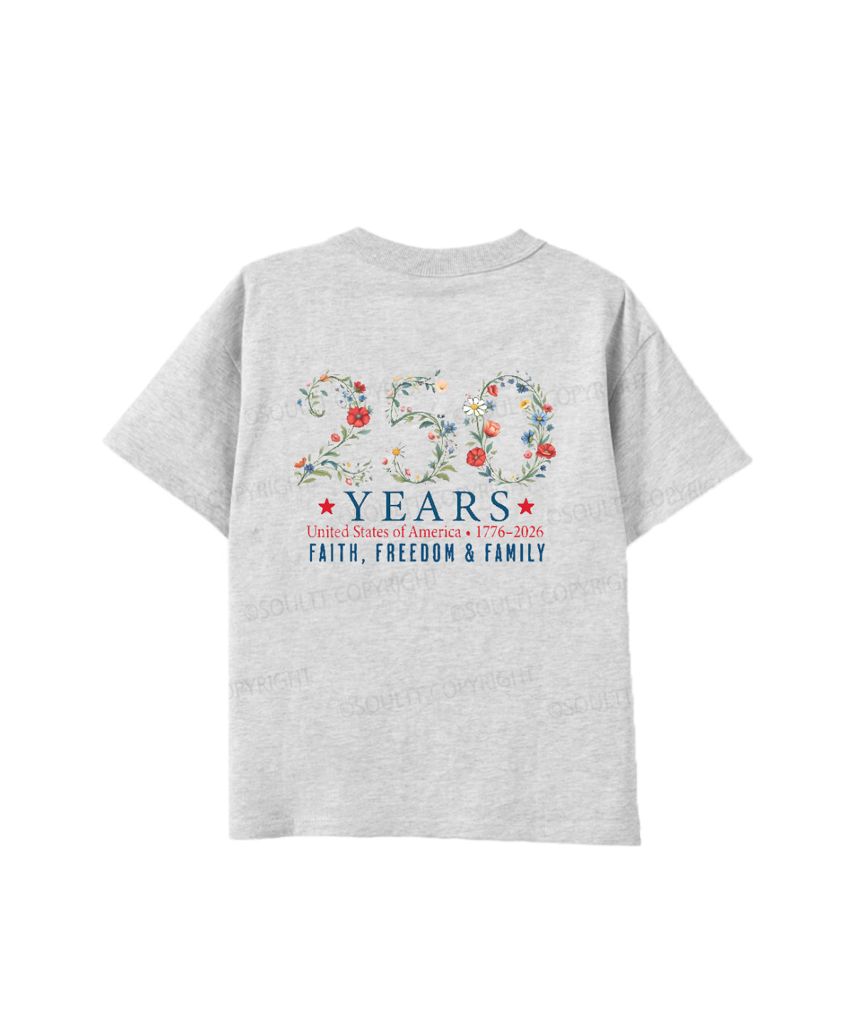 Kids 250 Years America Anniversary Double Sided Cotton Christian T-shirt