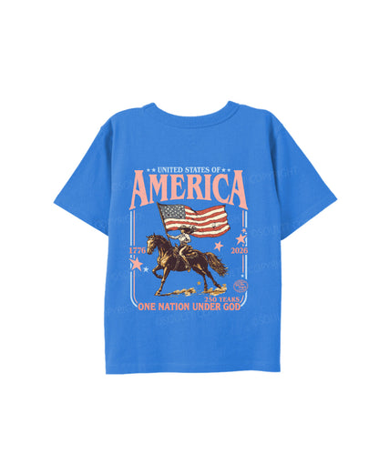 Kids One Nation Under God Double Sided Cotton Christian T-shirt
