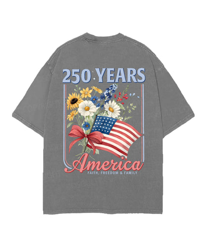 250 Years America Anniversary Double Sided Unisex Christian Washed T-Shirt & Shorts