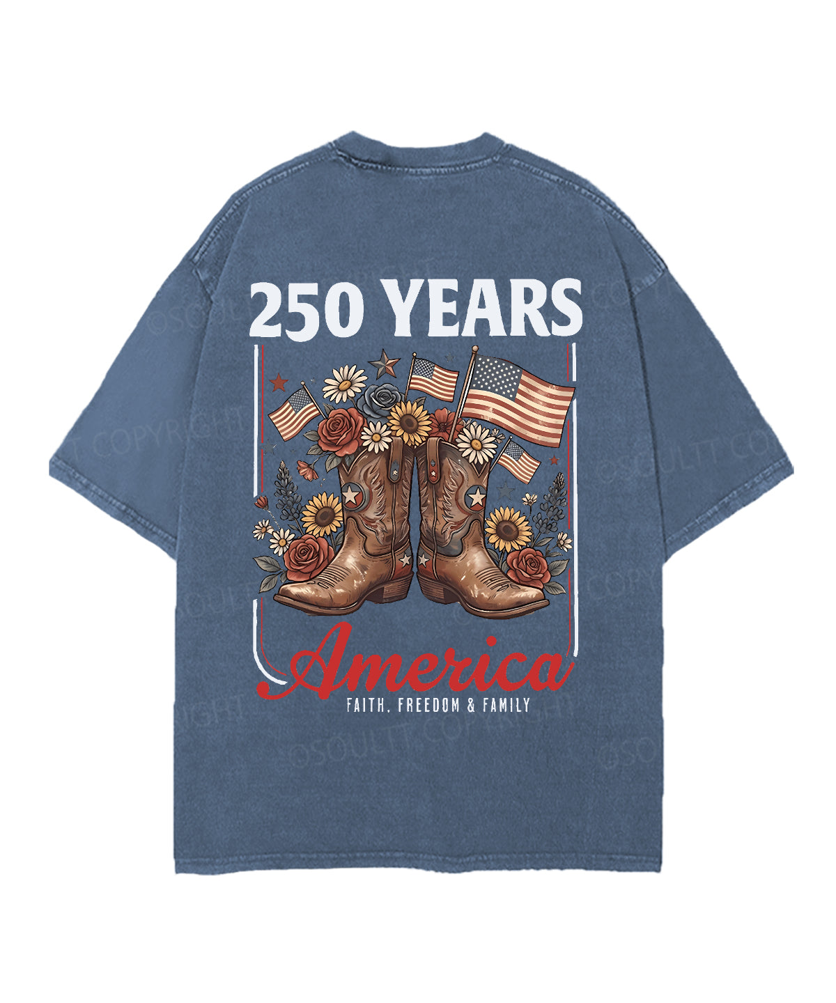 250 Years America Anniversary Double Sided Unisex Christian Washed T-Shirt & Shorts