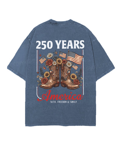 250 Years America Anniversary Double Sided Unisex Christian Washed T-Shirt & Shorts