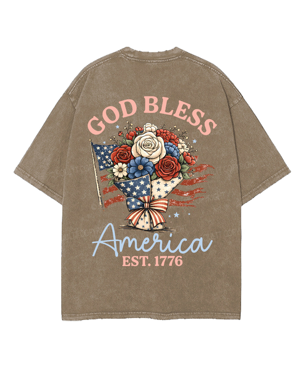 God Bless America Double Sided Unisex Washed Christian T-shirt