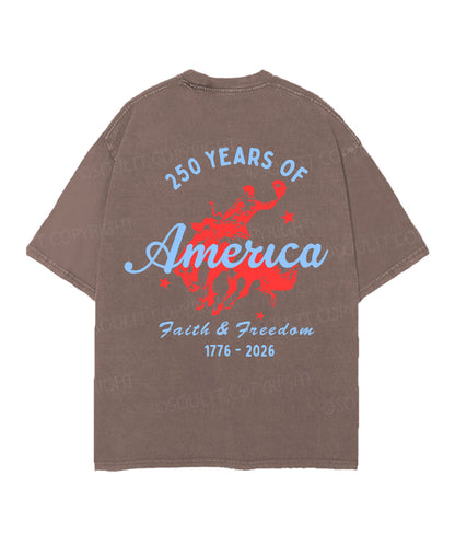 250 Years America Anniversary Double Sided Unisex Christian Washed T-Shirt & Shorts