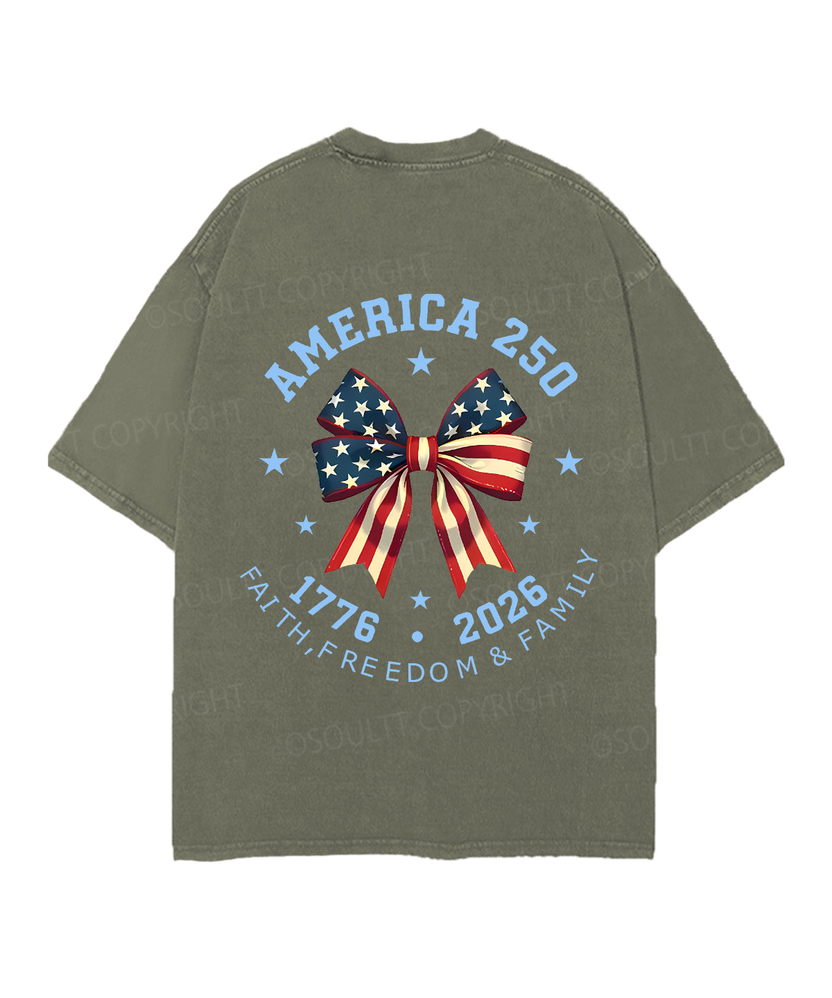 250 Years America Anniversary Double Sided Unisex Christian Washed T-Shirt & Shorts