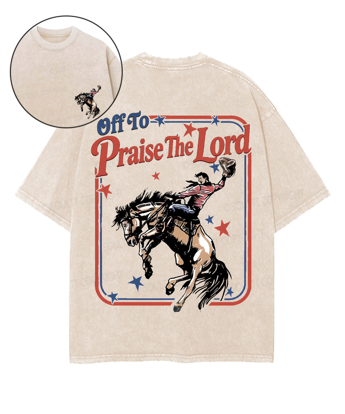 Off To Praise The Lord Double Sided Unisex Washed Christian T-shirt