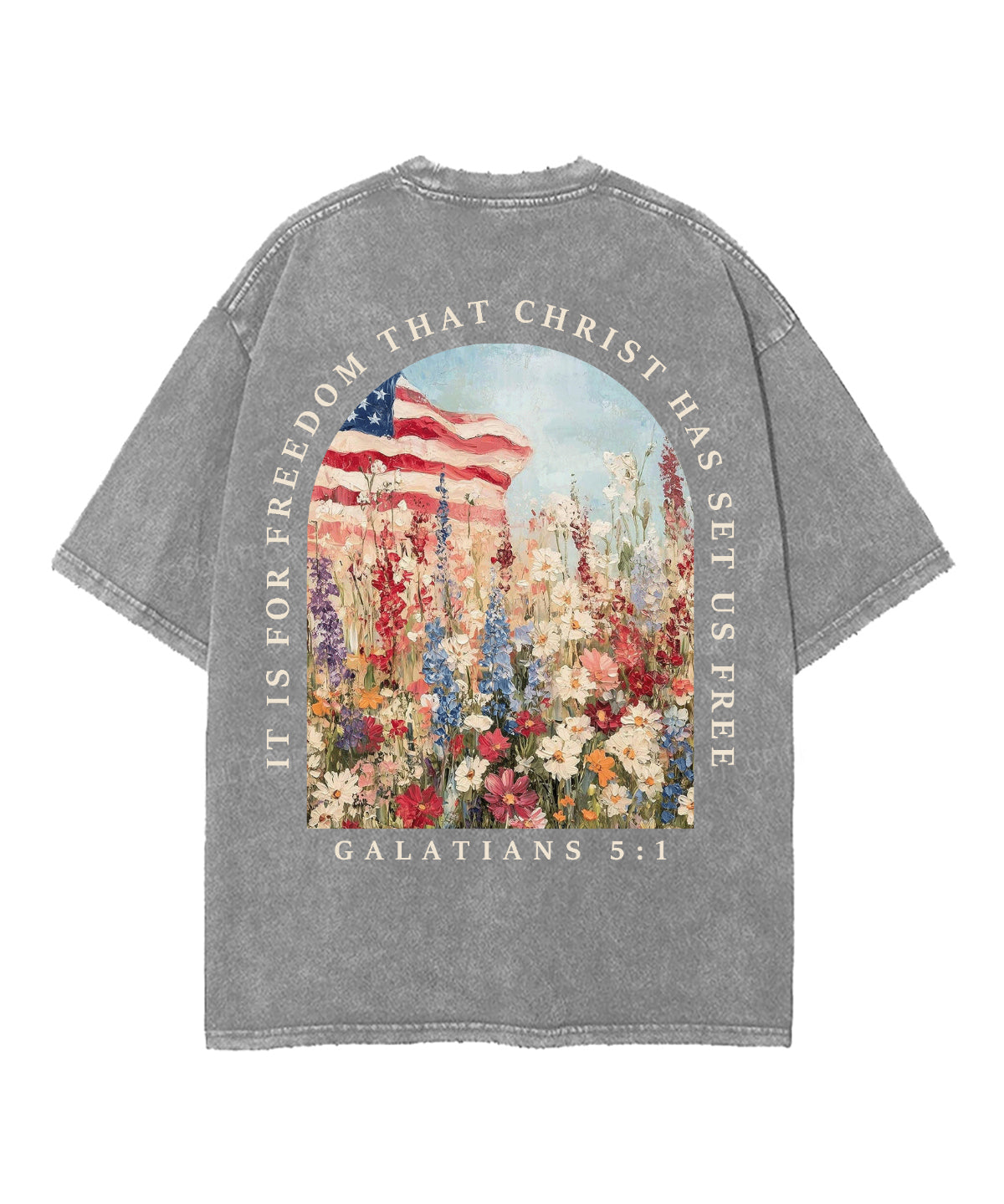 Christ Has Set Us Free Double Sided Unisex Washed Christian T-shirt