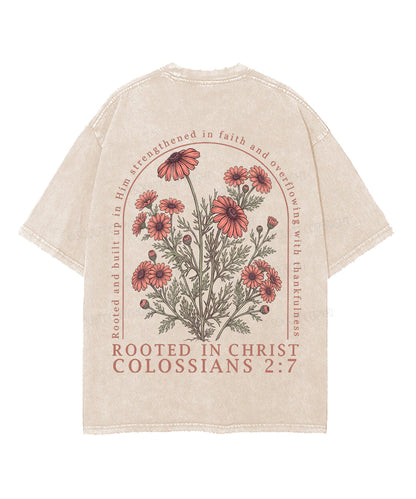Rooted In Christ Double Sided Unisex Washed Christian T-shirt