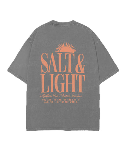 Salt & Light Double Sided Unisex Christian Washed T-Shirt & Shorts