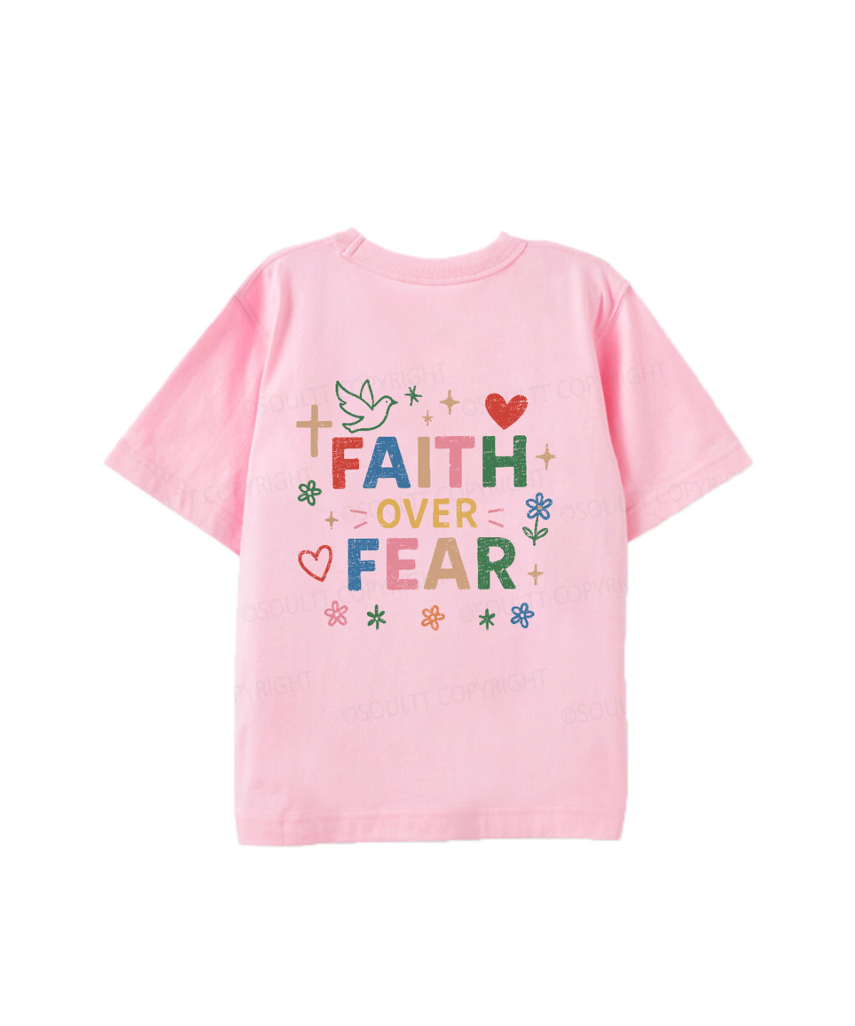 Kids Faith Over Fear Double Sided Cotton Christian T-shirt