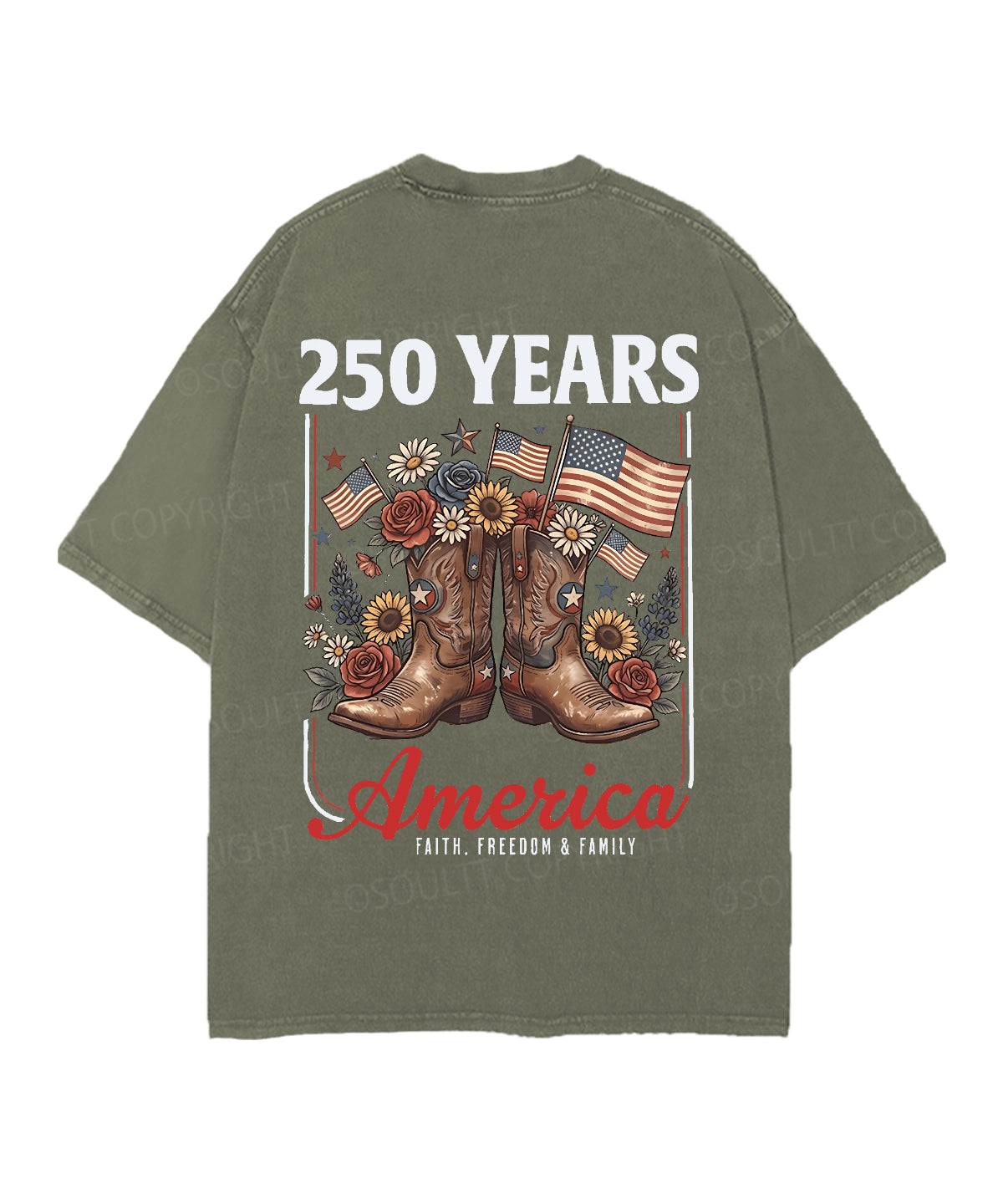 250 Years America Anniversary Double Sided Unisex Christian Washed T-Shirt & Shorts