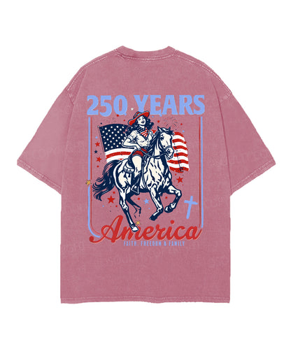 250 Years America Anniversary Double Sided Unisex Christian Washed T-Shirt & Shorts