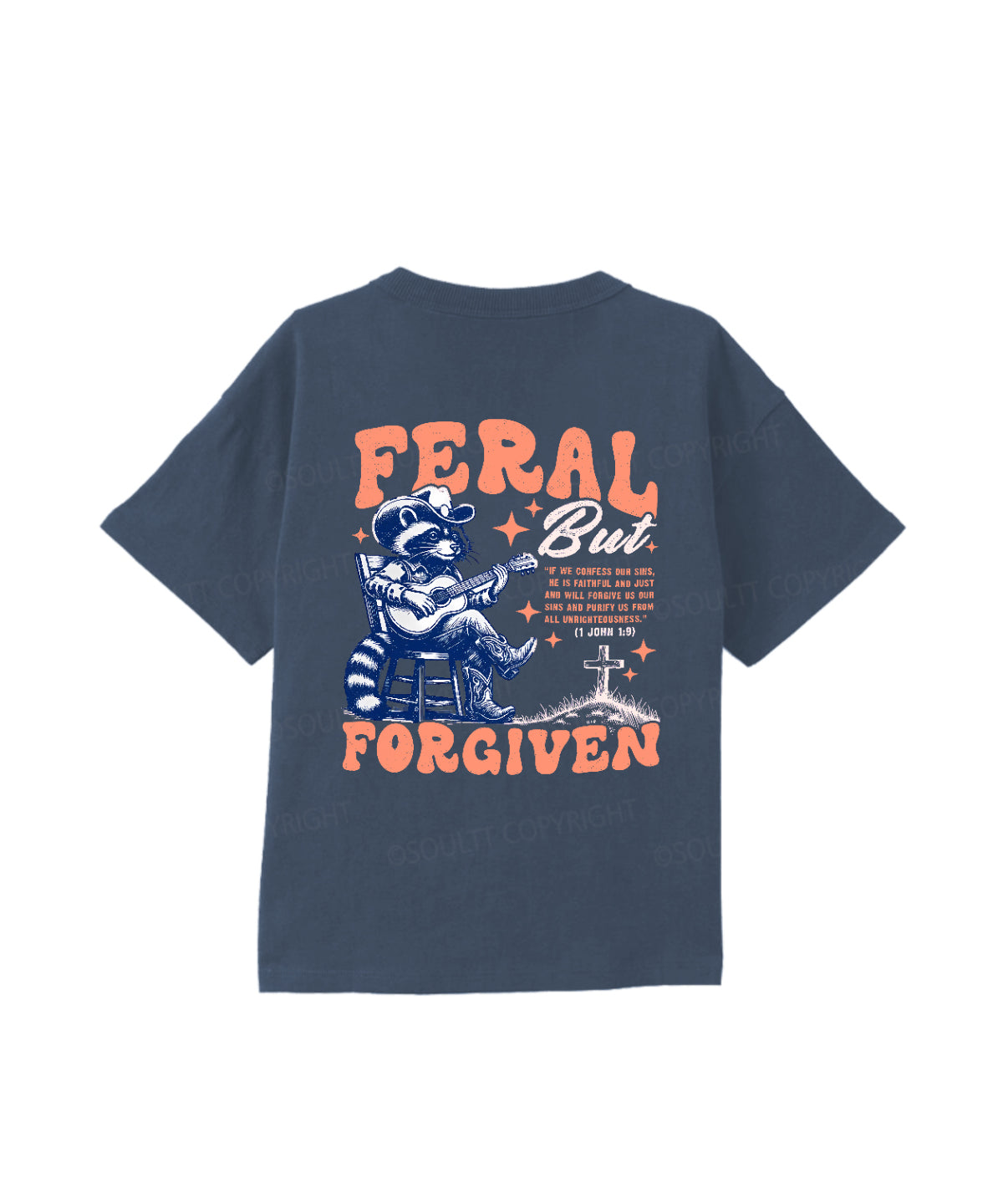 Kids Feral But Forgiven Double Sided Cotton Christian T-shirt