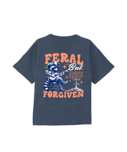 Kids Feral But Forgiven Double Sided Cotton Christian T-shirt