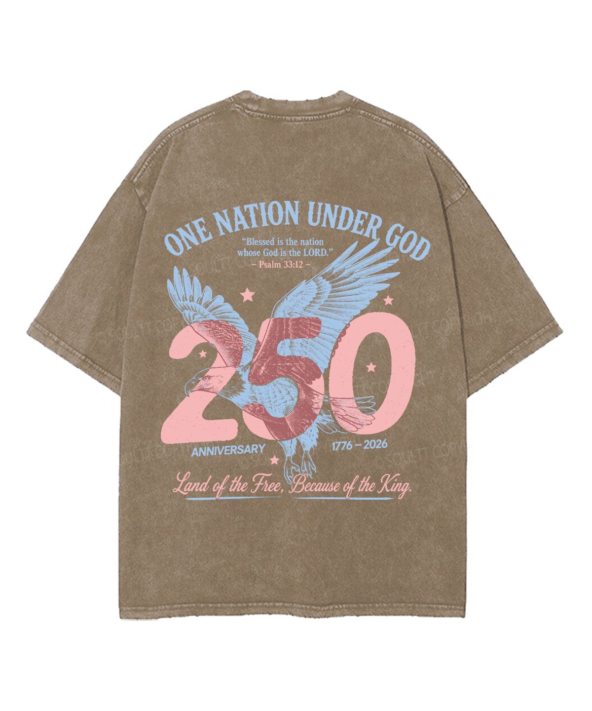 One Nation Under God Double Sided Unisex Washed Christian T-shirt
