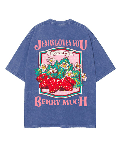 Jesus Loves You Double Sided Unisex Washed Christian T-shirt