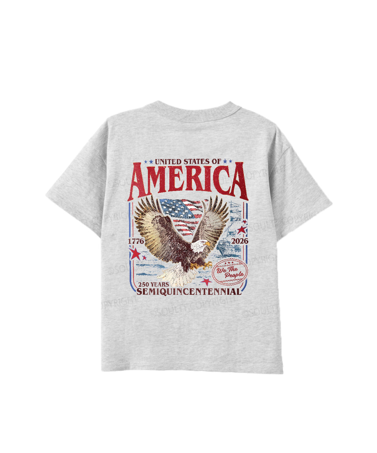 Kids 250 Years America Anniversary Double Sided Cotton Christian T-shirt