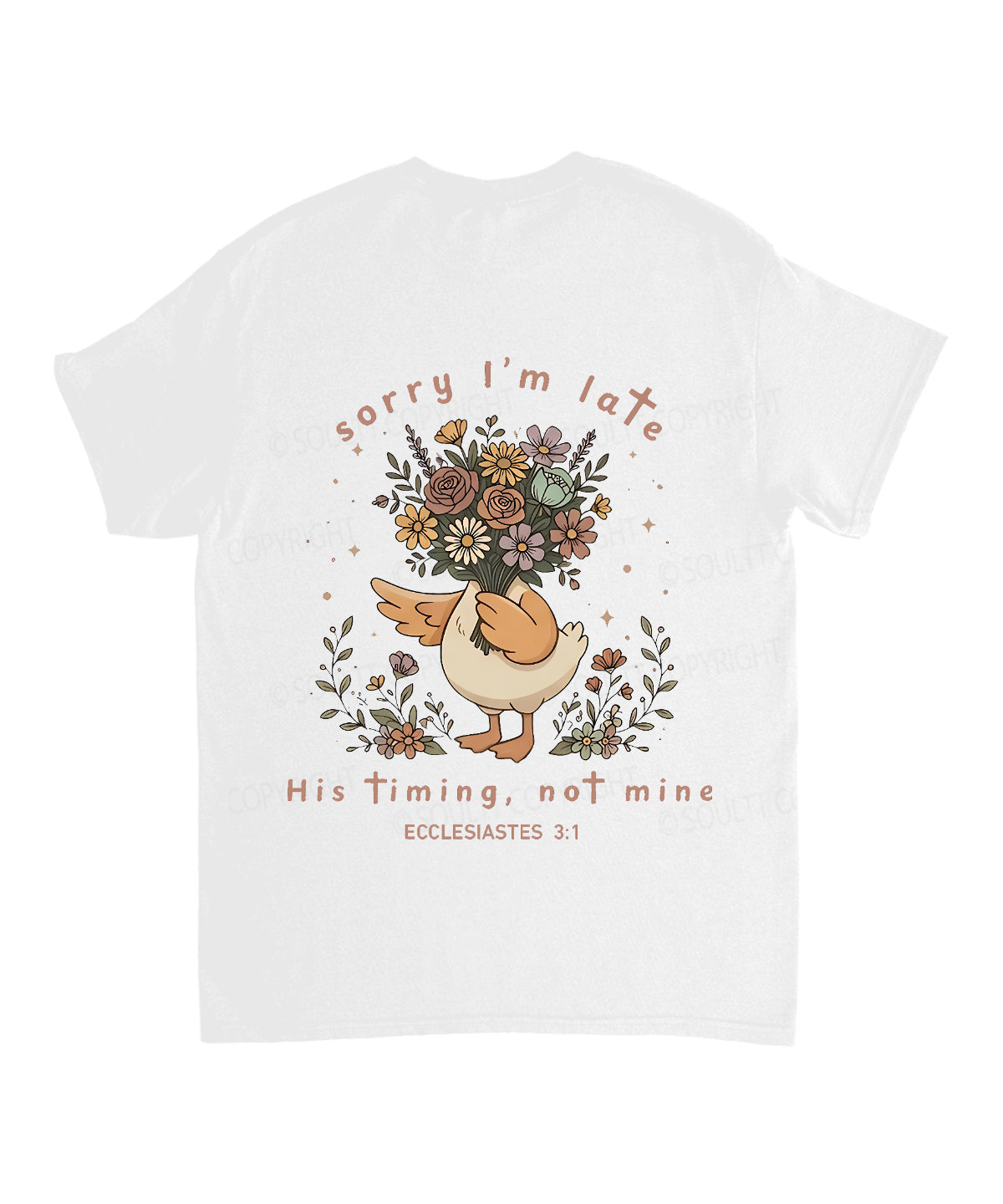 Sorry I’m Late, His Timing Not Mine Double Sided Unisex Cotton Christian T-Shirt