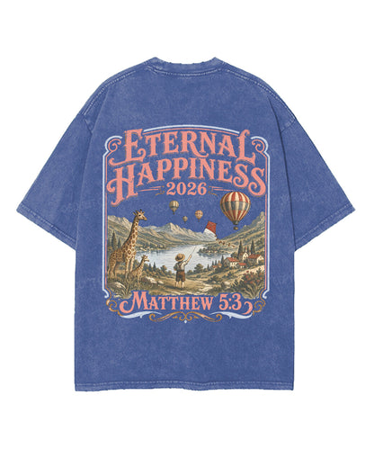 Eternal Happiness Double Sided Unisex Washed Christian T-shirt