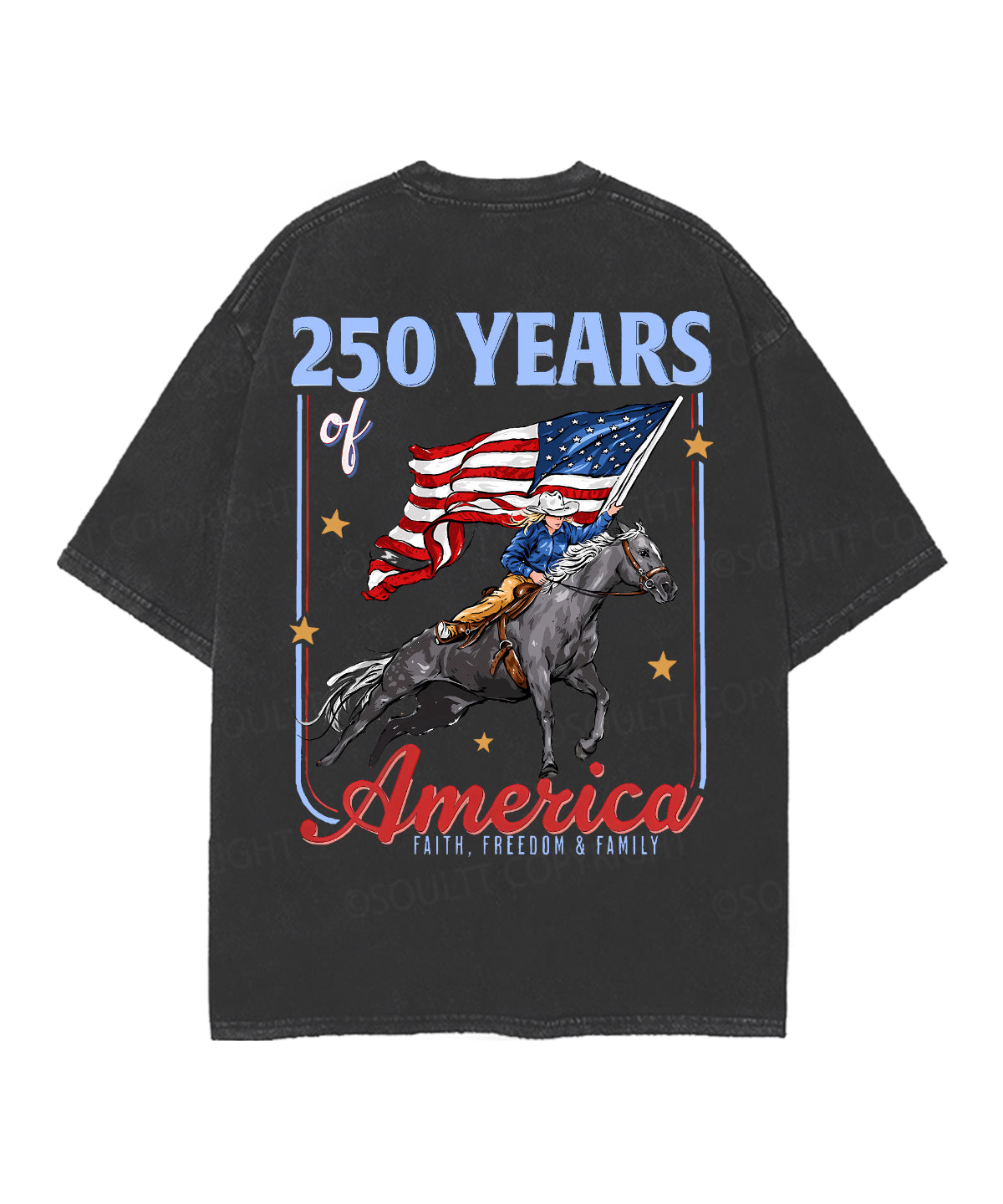 250 Years America Anniversary Double Sided Unisex Christian Washed T-Shirt & Shorts