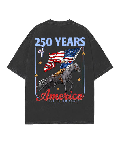 250 Years America Anniversary Double Sided Unisex Christian Washed T-Shirt & Shorts