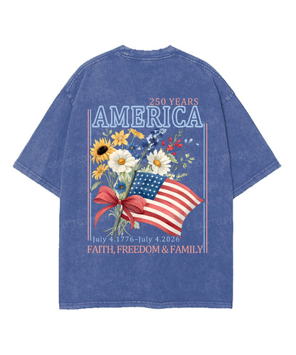 250 Years America Anniversary Double Sided Unisex Washed Christian T-shirt