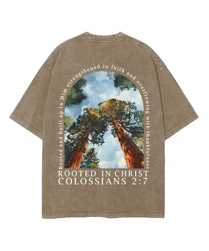 Rooted In Christ Double Sided Unisex Washed Christian T-shirt