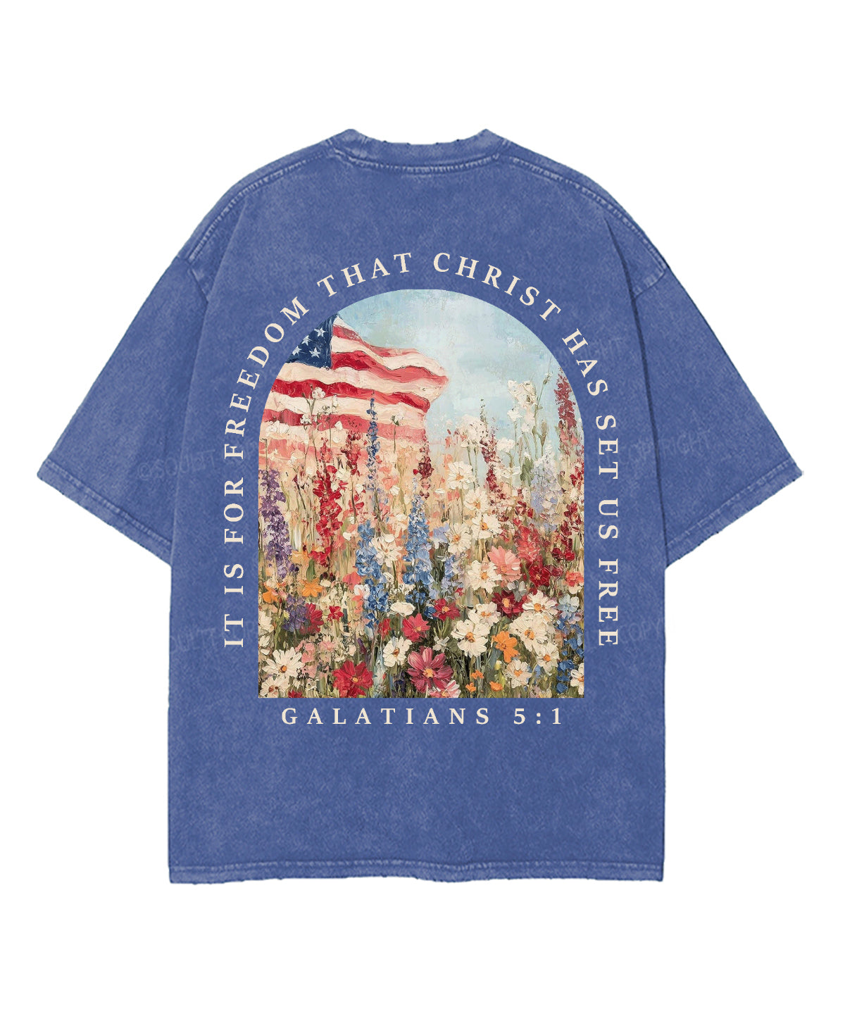 Christ Has Set Us Free Double Sided Unisex Washed Christian T-shirt