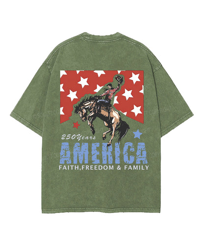 250 Years America Anniversary Double Sided Unisex Washed Christian T-shirt