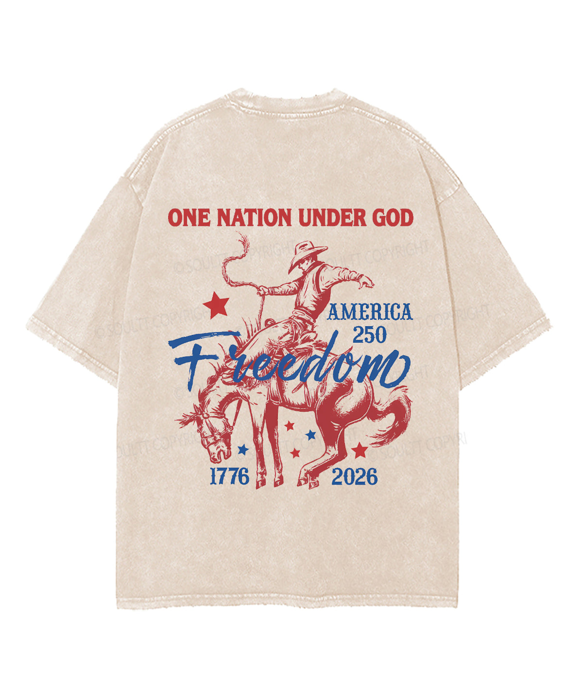One Nation Under God Double Sided Unisex Washed Christian T-shirt