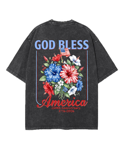 God Bless America Double Sided Unisex Washed Christian T-shirt