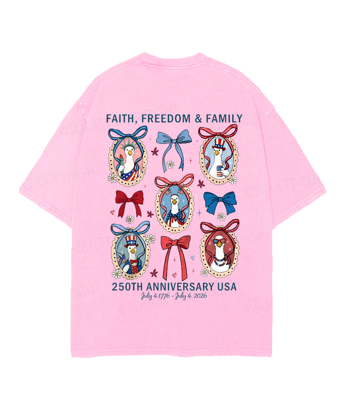 250 Years America Anniversary Double Sided Unisex Christian Washed T-Shirt & Shorts