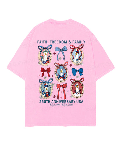250 Years America Anniversary Double Sided Unisex Christian Washed T-Shirt & Shorts