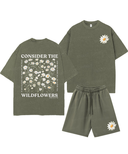 Consider The Wildflowers Double Sided Unisex Christian Washed T-Shirt & Shorts
