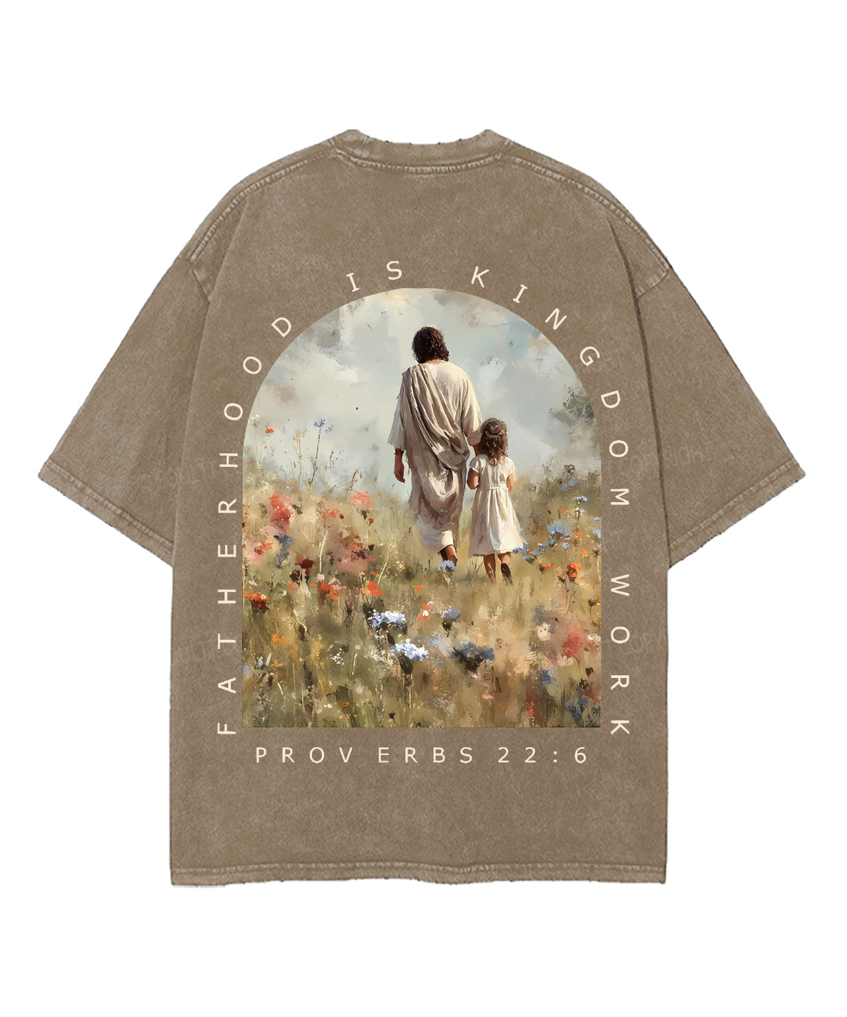 Fatherhood Is Kingdom Work Double Sided Unisex Washed Christian T-shirt