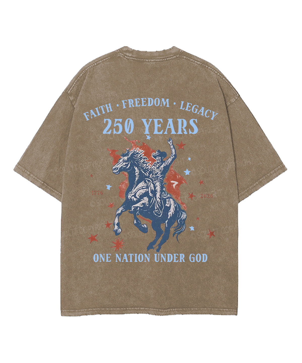 250 Years America Anniversary Double Sided Unisex Washed Christian T-shirt