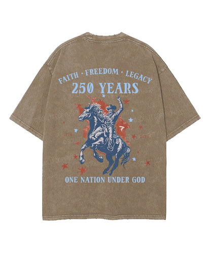 250 Years America Anniversary Double Sided Unisex Washed Christian T-shirt