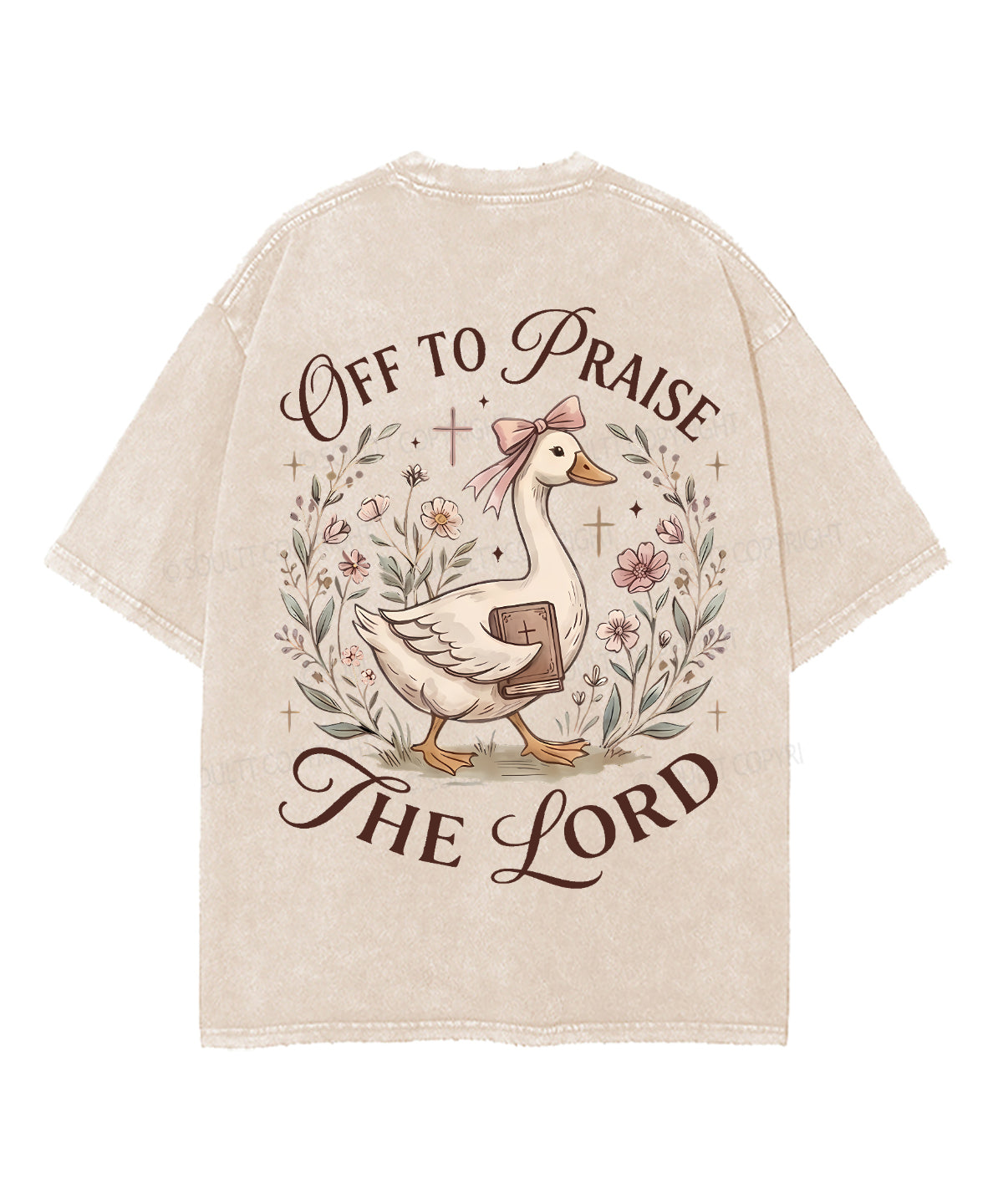 Off To Praise The Lord Double Sided Unisex Washed Christian T-shirt