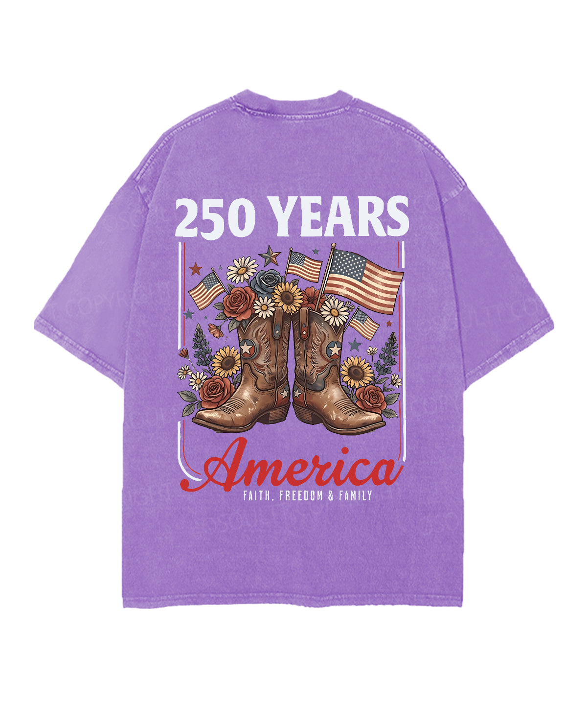 250 Years America Anniversary Double Sided Unisex Christian Washed T-Shirt & Shorts