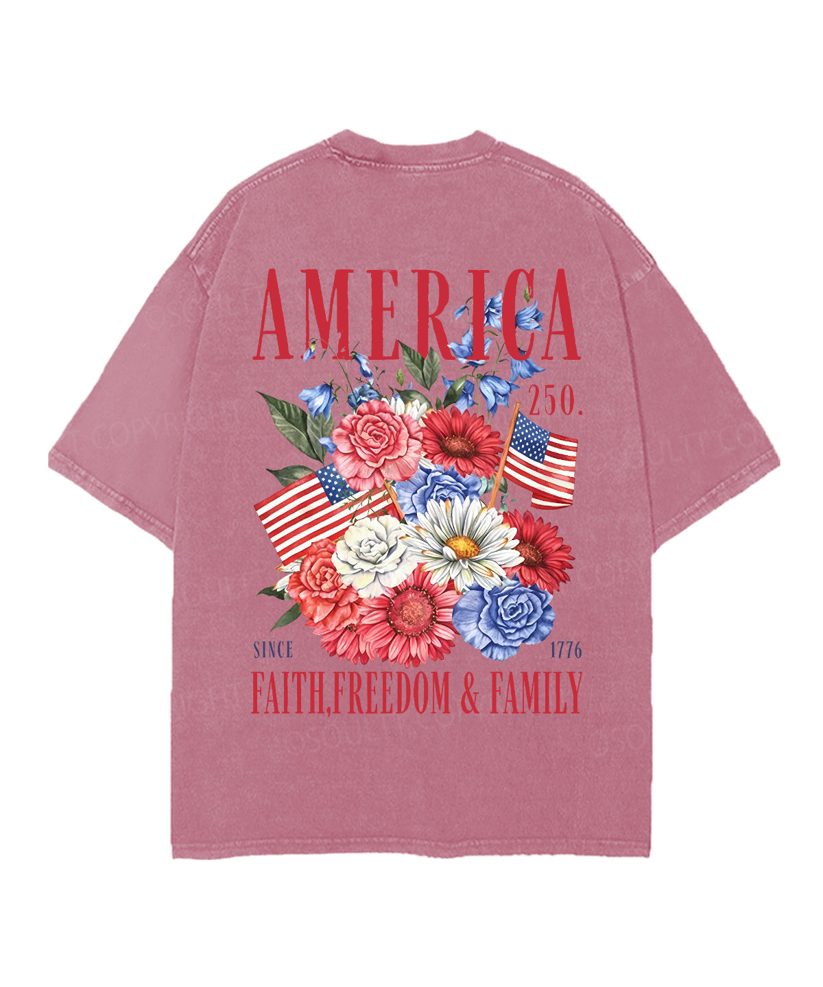 250 Years America Anniversary Double Sided Unisex Christian Washed T-Shirt & Shorts