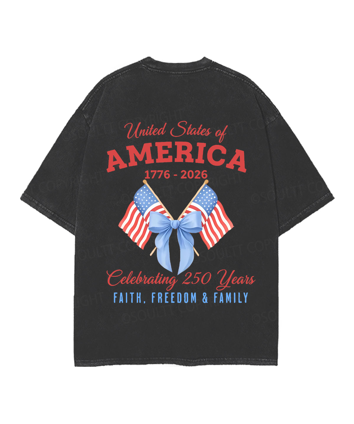 250 Years America Anniversary Double Sided Unisex Christian Washed T-Shirt & Shorts