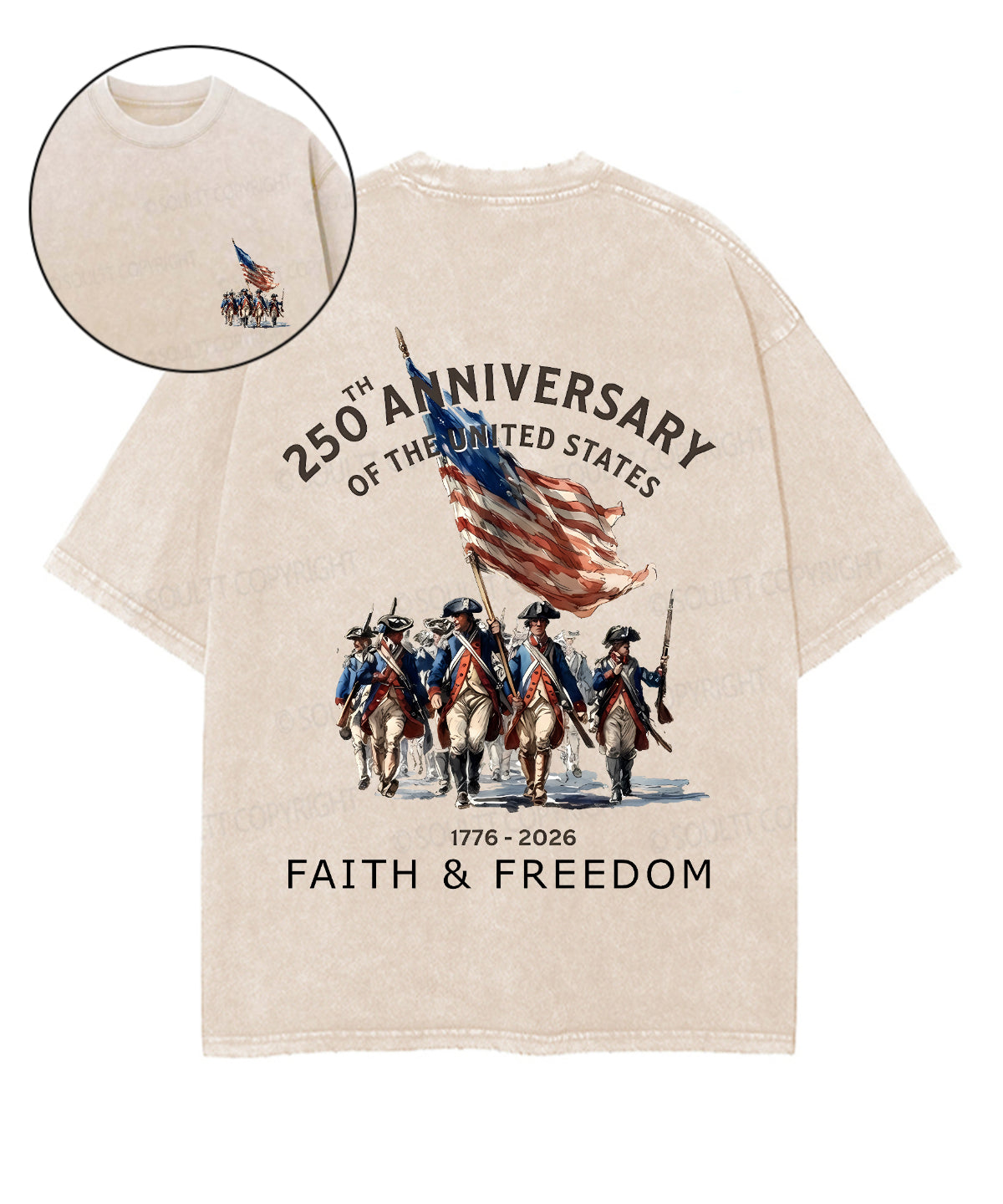 250 Years America Anniversary Double Sided Unisex Washed Christian T-shirt