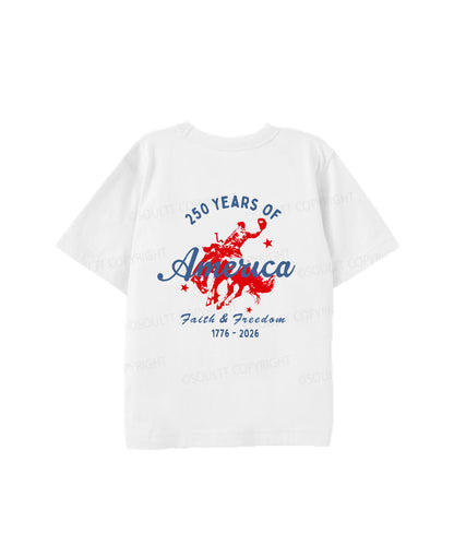 Kids 250 Years America Anniversary Double Sided Cotton Christian T-shirt