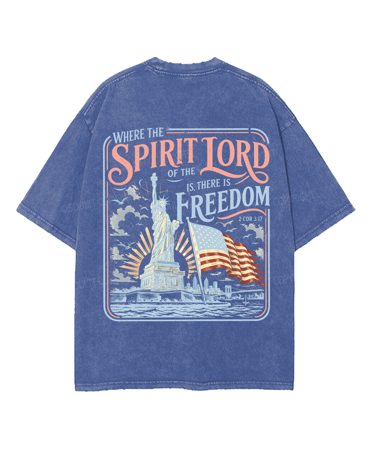 There Is Freedom Double Sided Unisex Washed Christian T-shirt