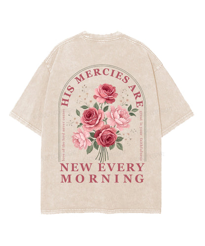 His Mercies Are New Every Morning Double Sided Unisex Washed Christian T-shirt