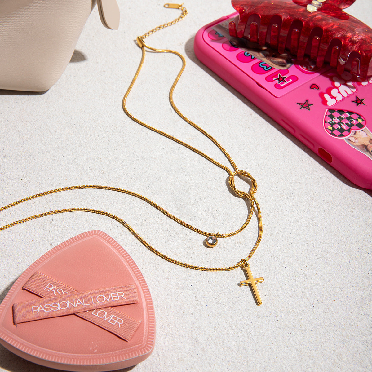 Simple And Elegant Cross Double-strand Necklace