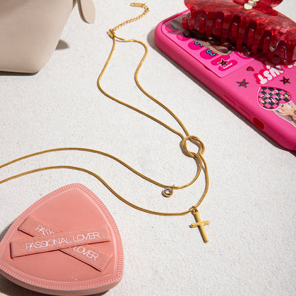 Simple And Elegant Cross Double-strand Necklace