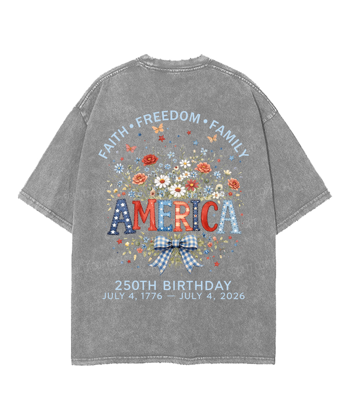 Faith • Freedom • Family Double Sided Unisex Washed Christian T-shirt