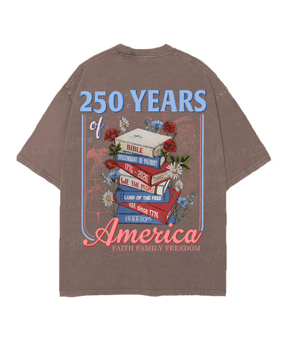 250 Years Of America Double Sided Unisex Christian Washed T-Shirt & Shorts