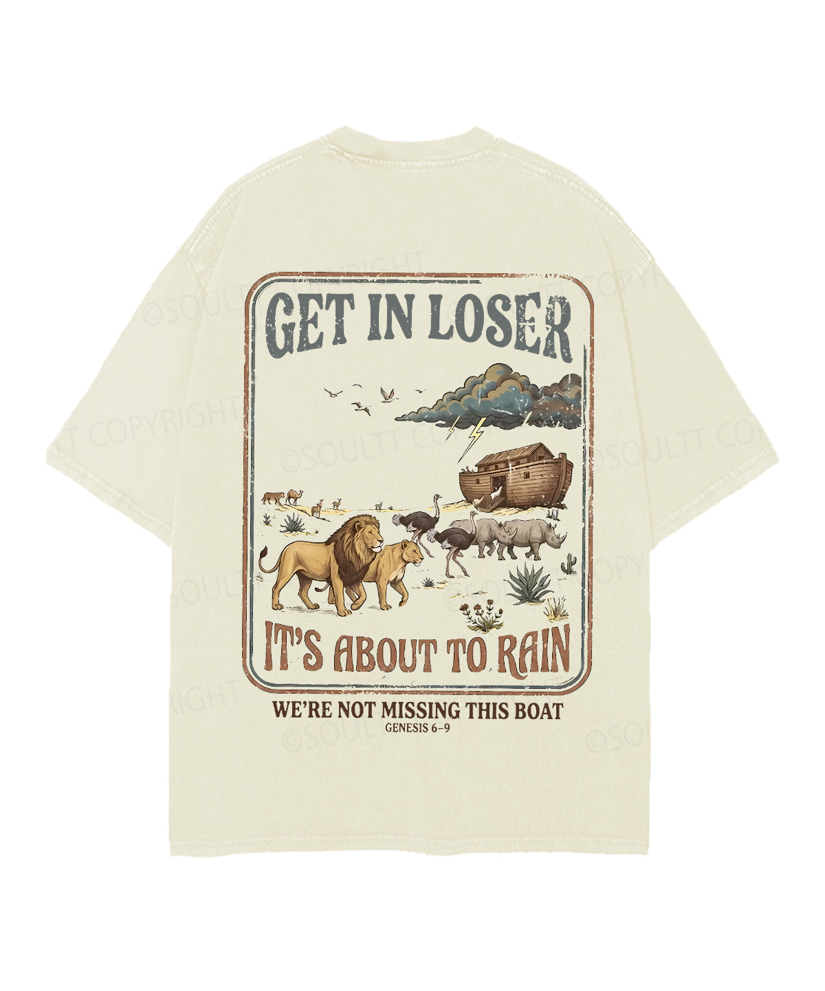 It's About To Rain We're Not Missing This Boat Double Sided Unisex Christian Washed T-Shirt & Shorts