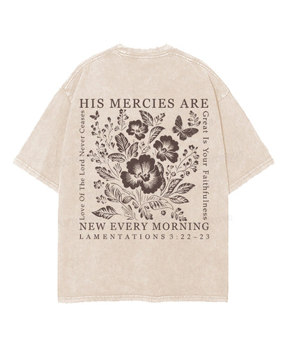His Mercies Are New Every Morning Double Sided Unisex Washed Christian T-shirt